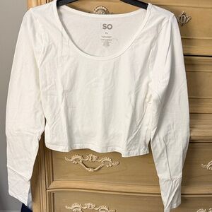 SO White Long-Sleeve Scoop Crop Top